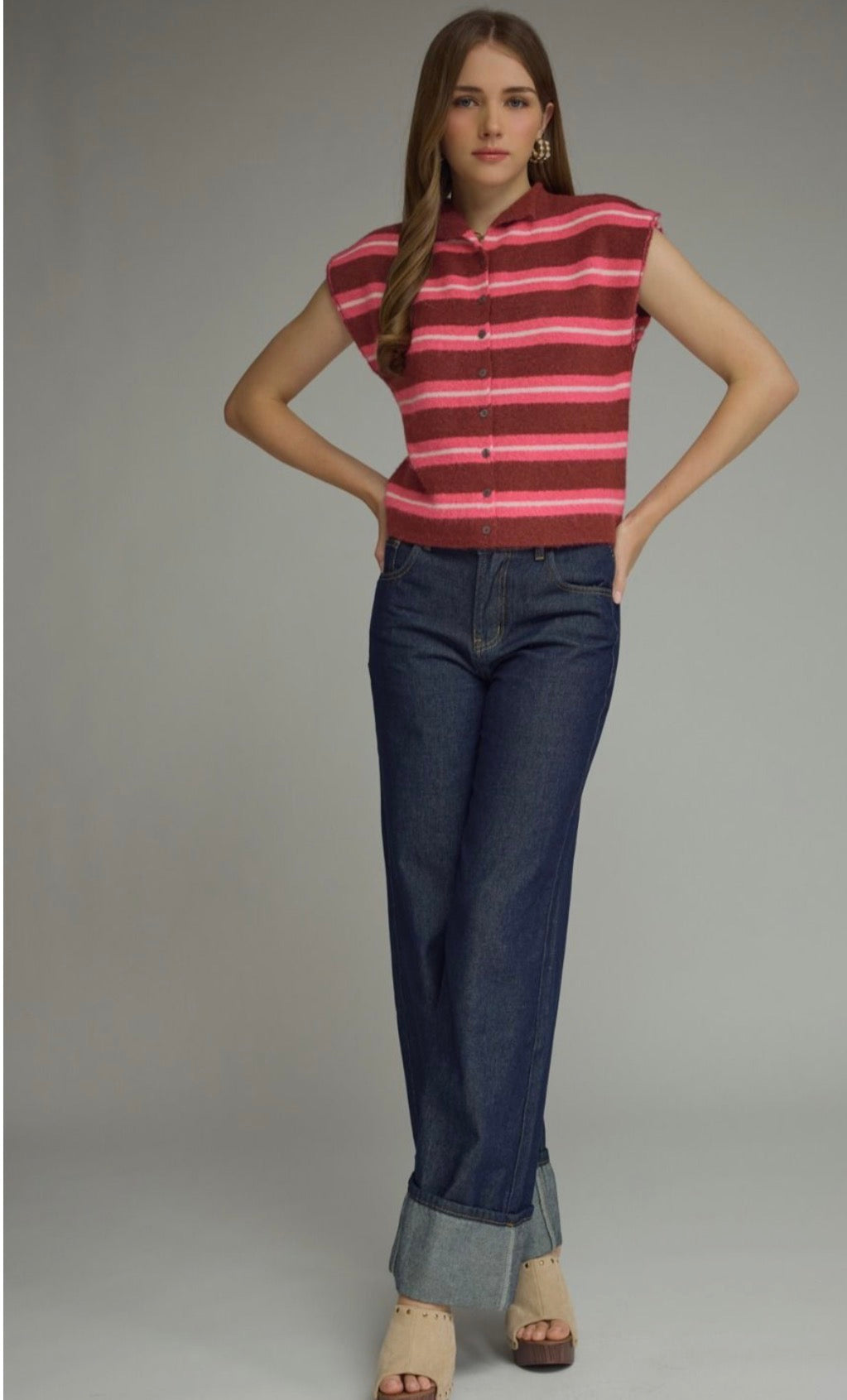 The Berry Pop Stripe Sweater Top