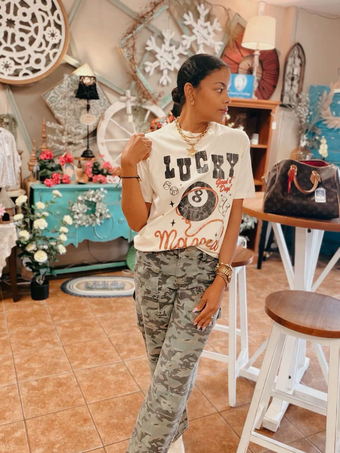 Lucky Mama Graphic Tee Top