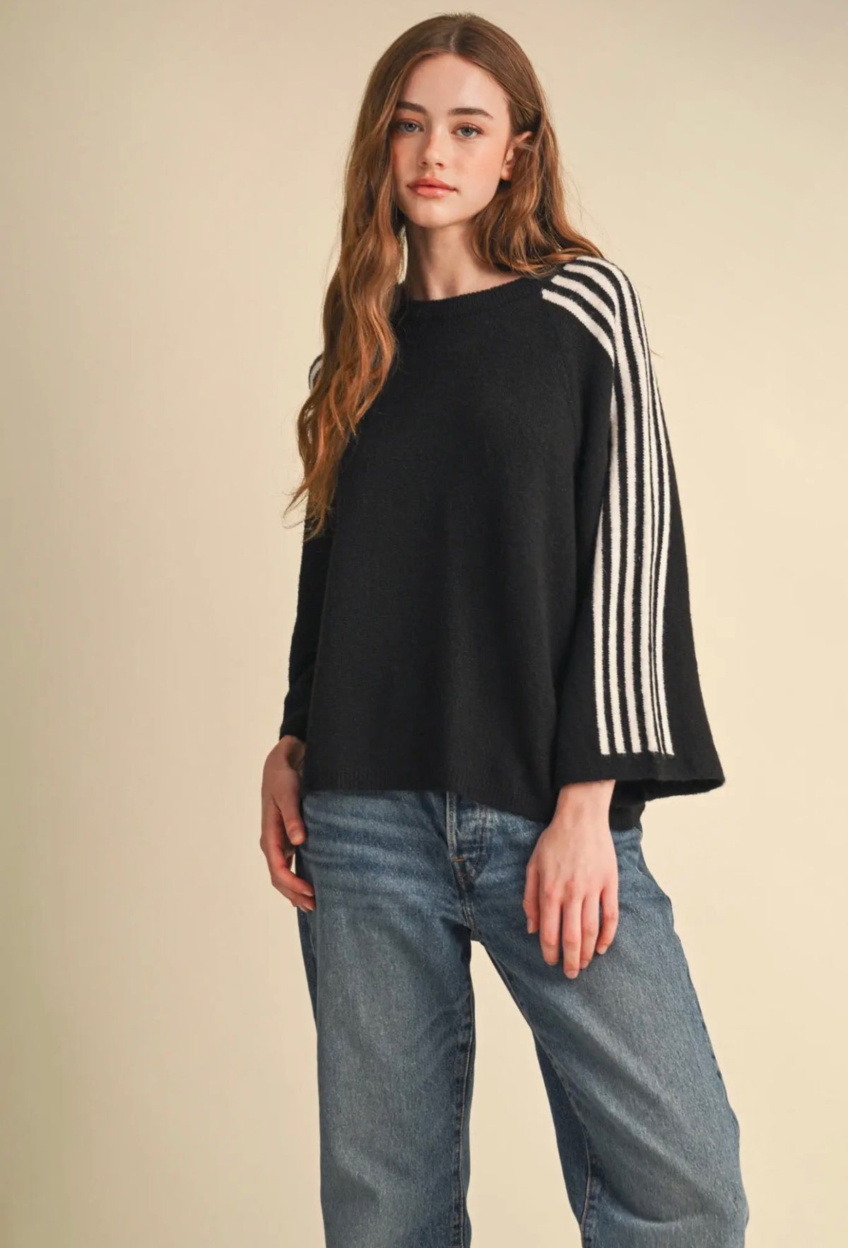 Classic Striped Sleeve Sweater