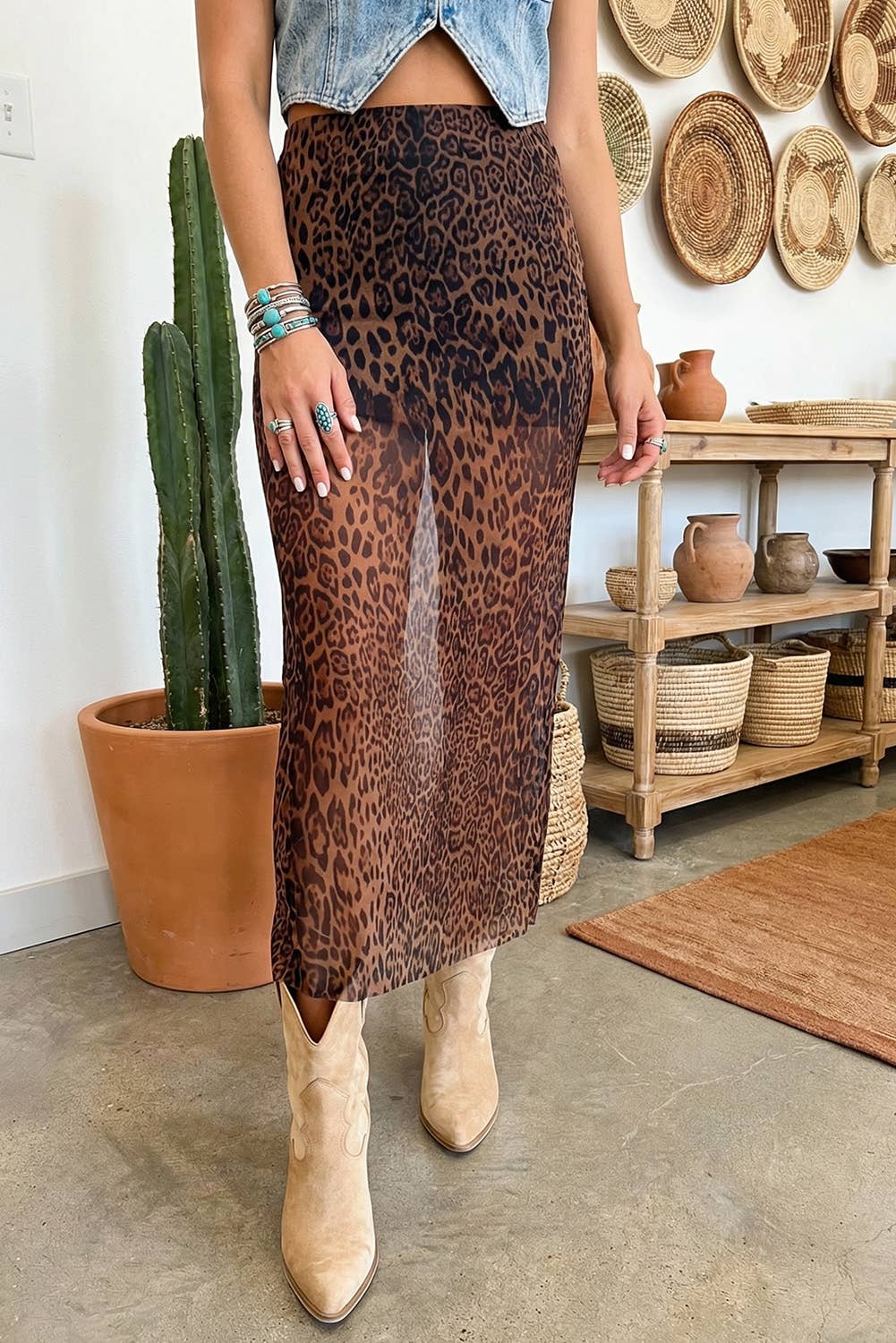 Leopard The Untamed Shift Sheer Maxi Skirt