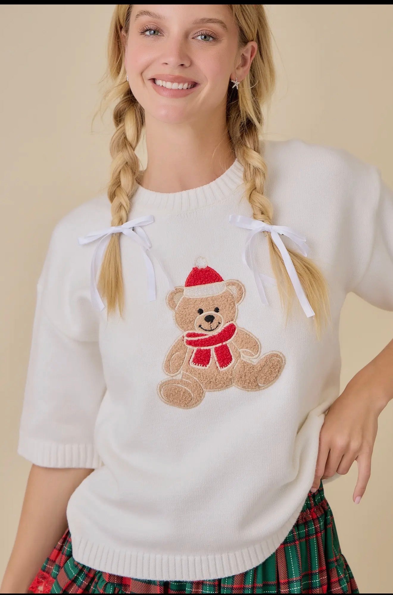 TEDDY BEAR HOLIDAY SWEATER TOP