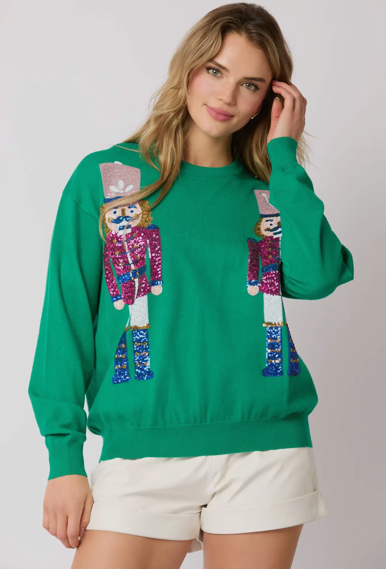 Green Sequin Nutcracker Sweater
