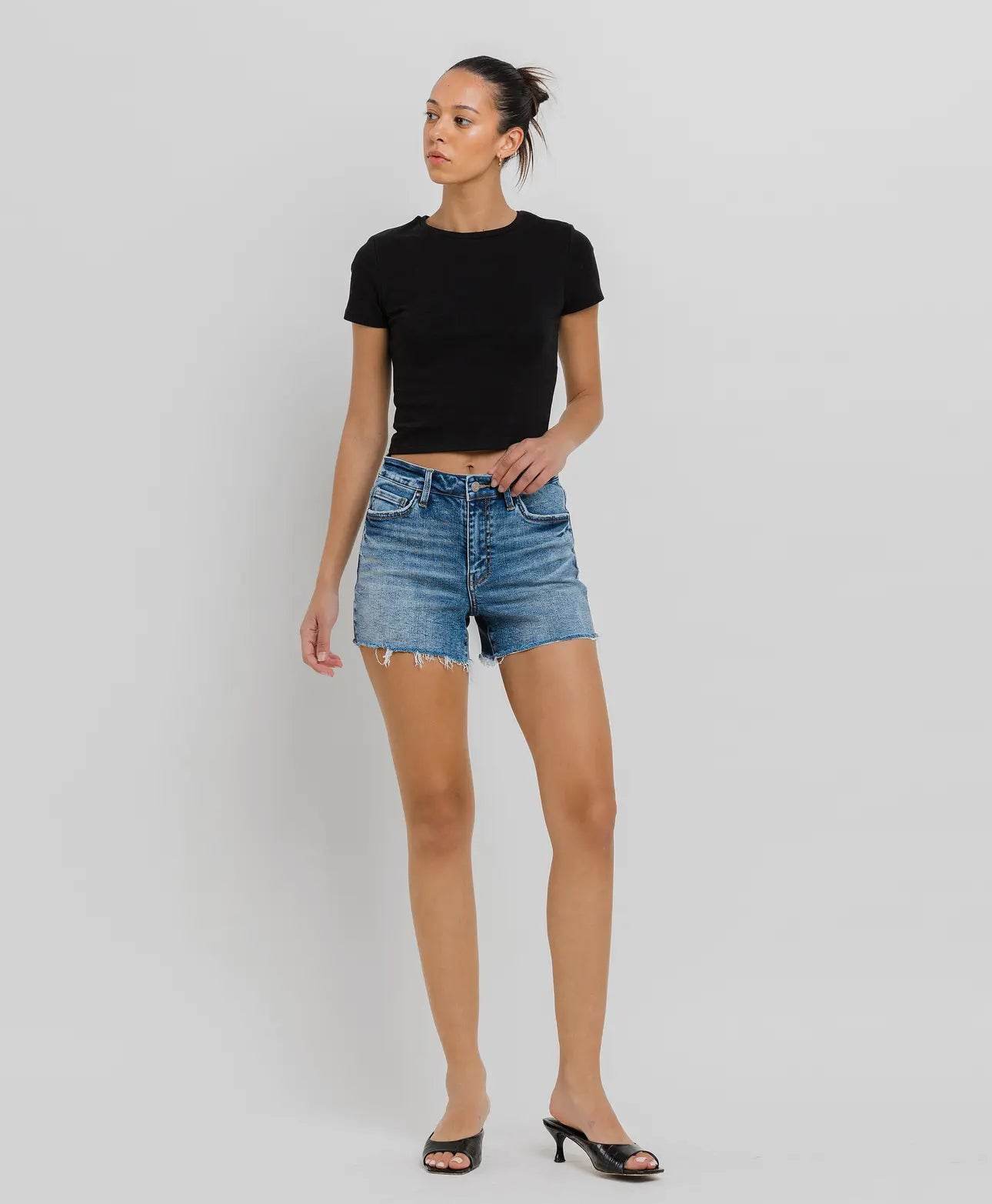 High Rise Denim Shorts