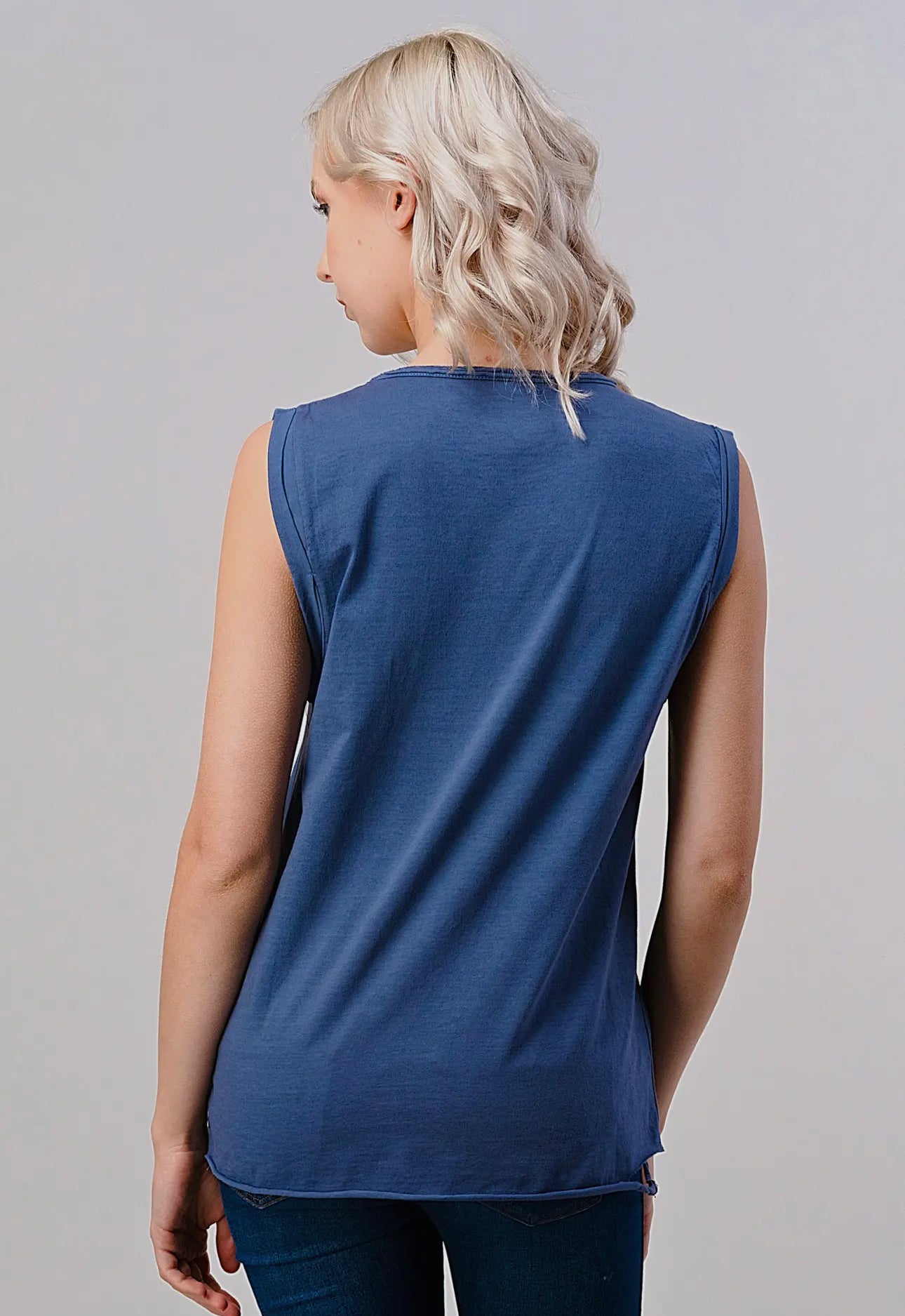 LONG LIVE COWBOY RELAXED FIT DISTRESSED ROLLED SLEEVE MUSCLE TOP