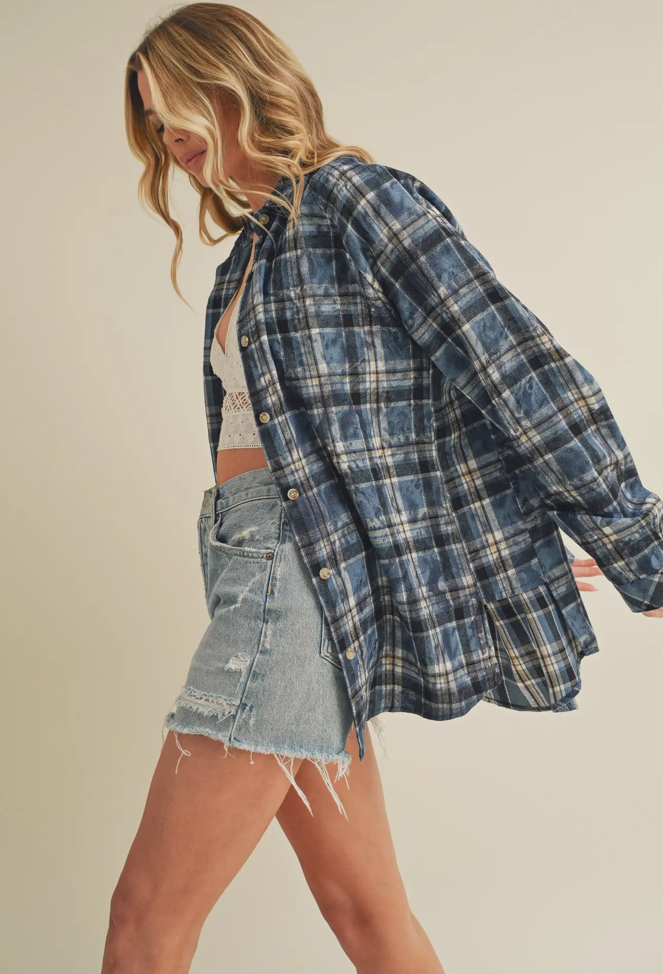 Laura Plaid Washed Flannel Shirt
