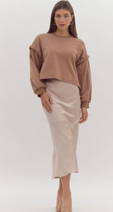 Mocha Braided Long Sleeve Top