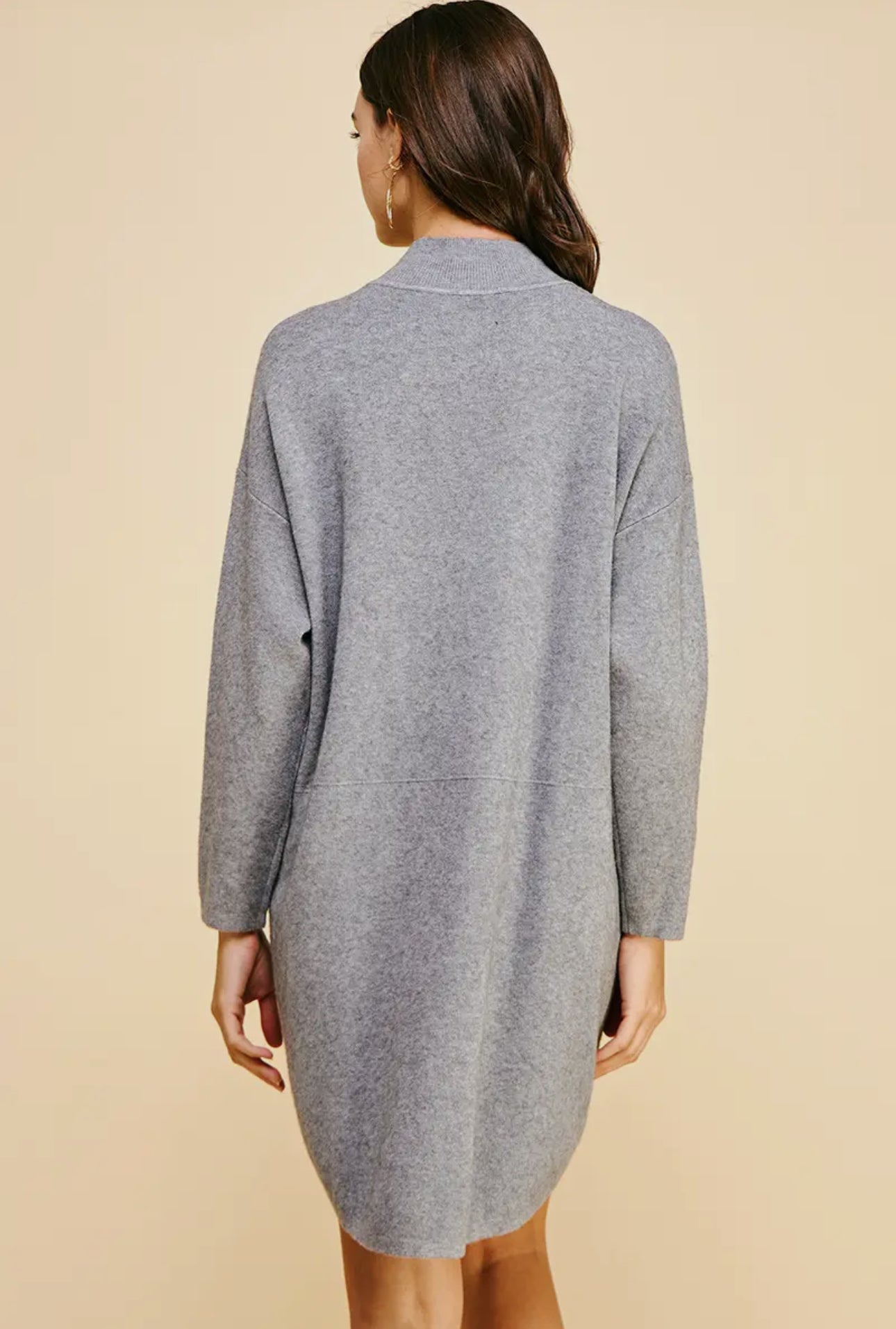 Mock Neck Front Pocket Sweater Dress