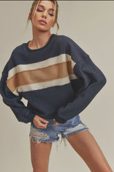 Navy Winnie Striped Pullover Sweater