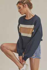 Navy Winnie Striped Pullover Sweater