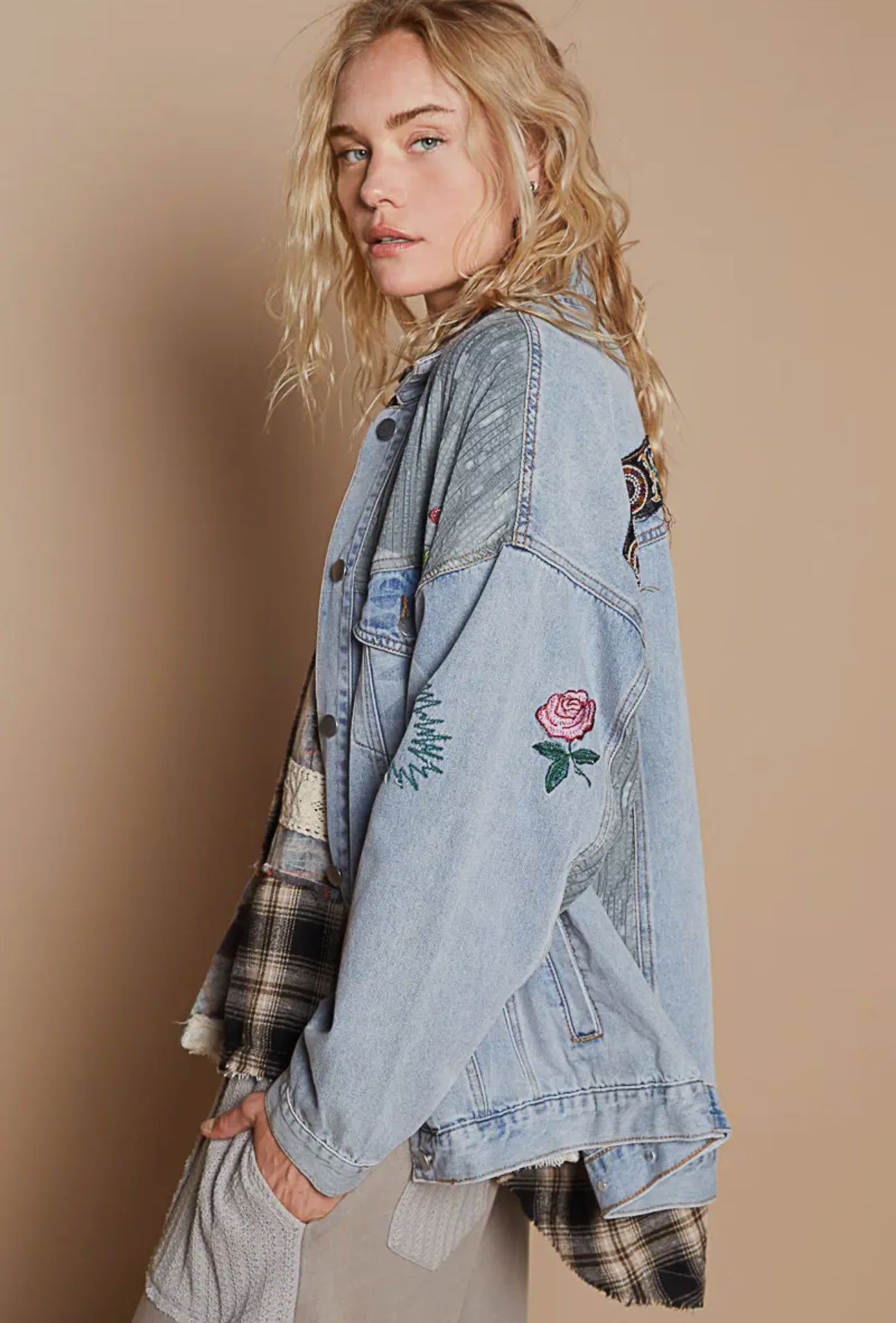 Oversized Denim Patch Jacket