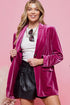 Pink Pocketed Velvet Blazer Jacket