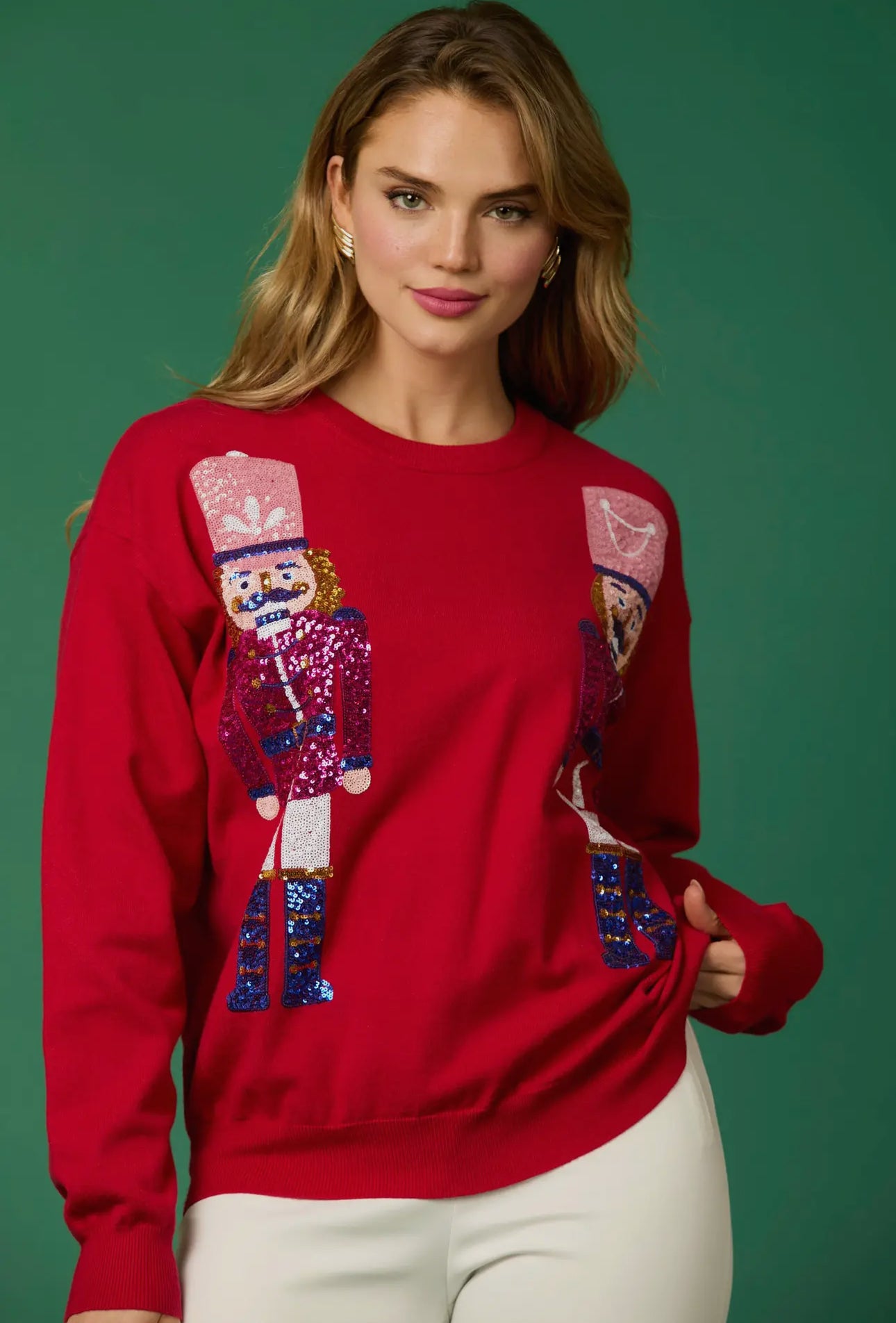 Red Sequin Nutcracker Sweater