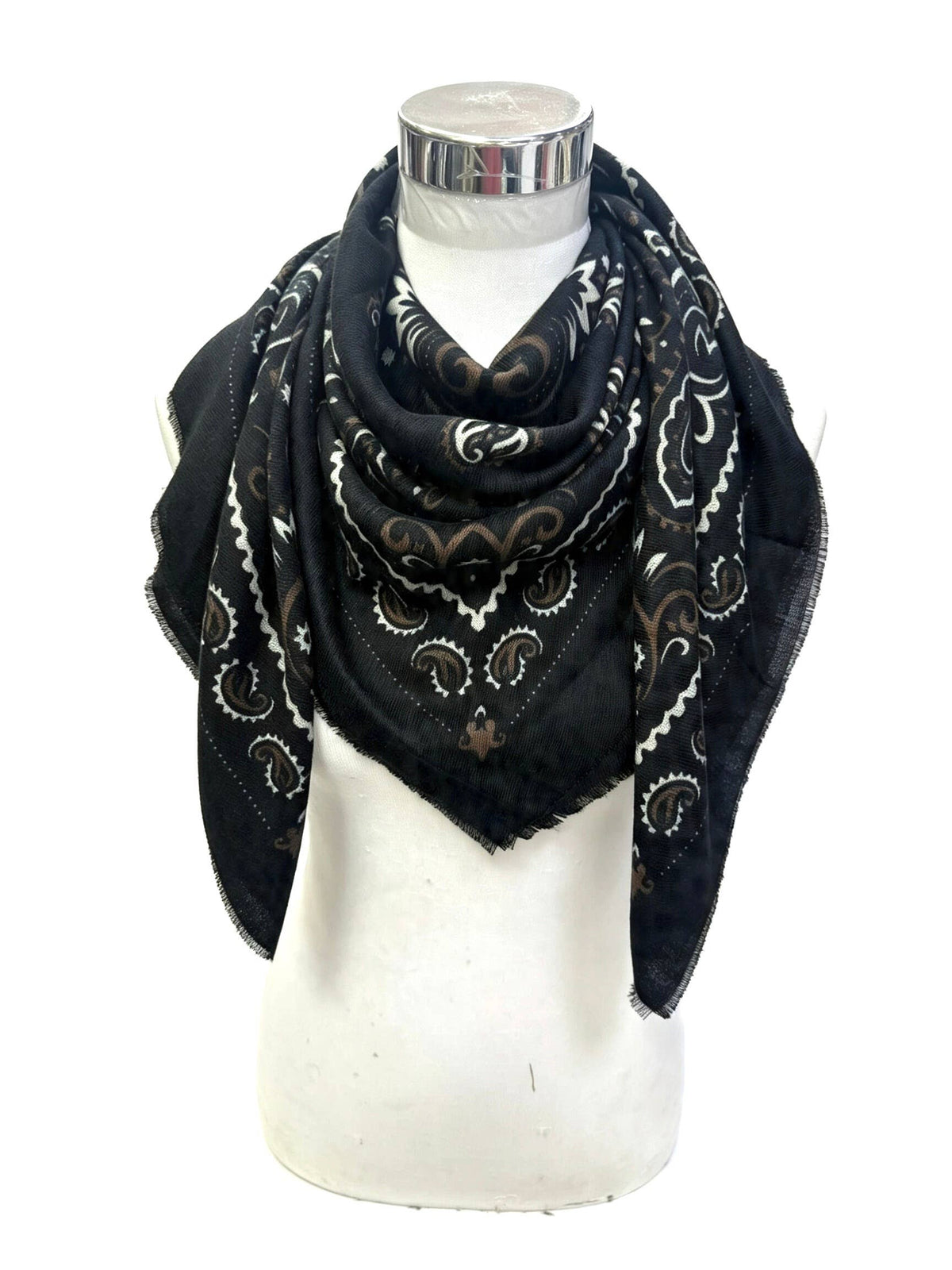 Large Woolen Square Bandana: Black