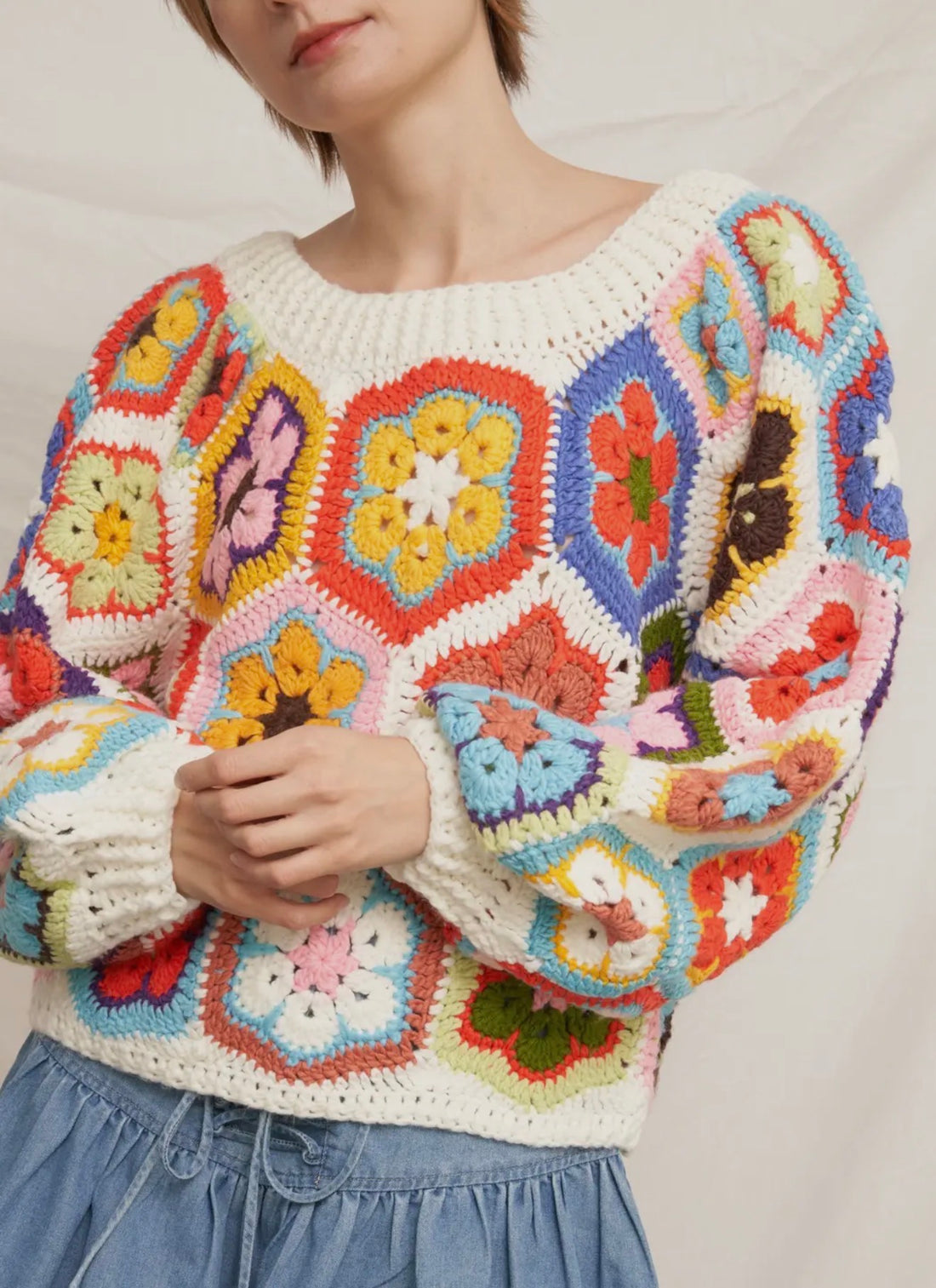 Chunky Oversized Granny Squared Crochet Sweater