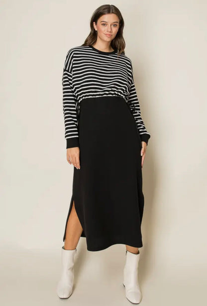 Round Neck Cloudy Black Dress