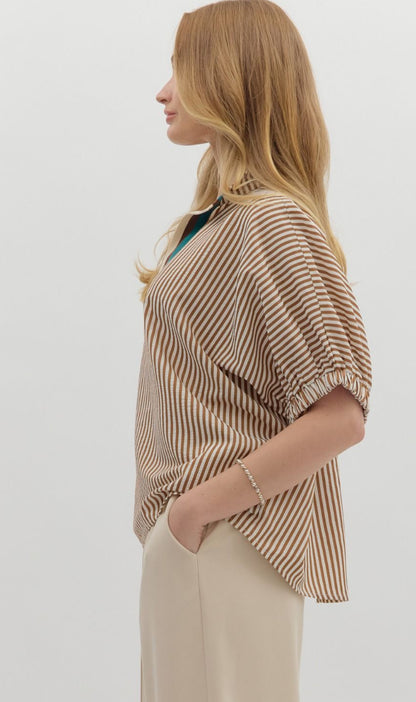 Faye Carmel Stripped Embroidered Top
