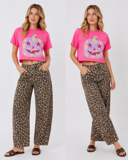Polka Dot Jack-O-Lantern Crop Tee