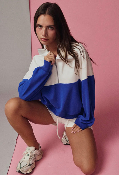 Color-block Half-Zip Pullover