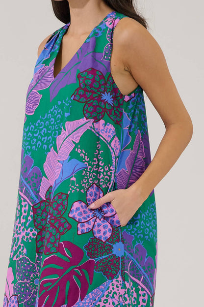 Berry Shift Tropical Mini Dress