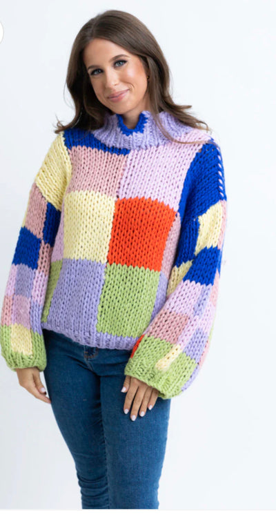 KARLIE: Color Block Crochet Sweater