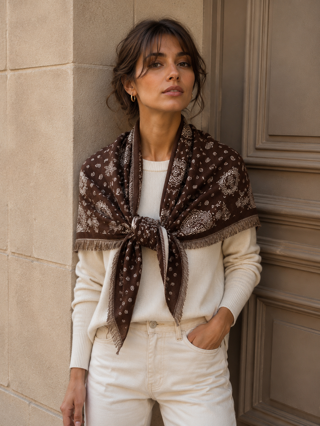 Café Paisley 2-in-1 Triangle Scarf