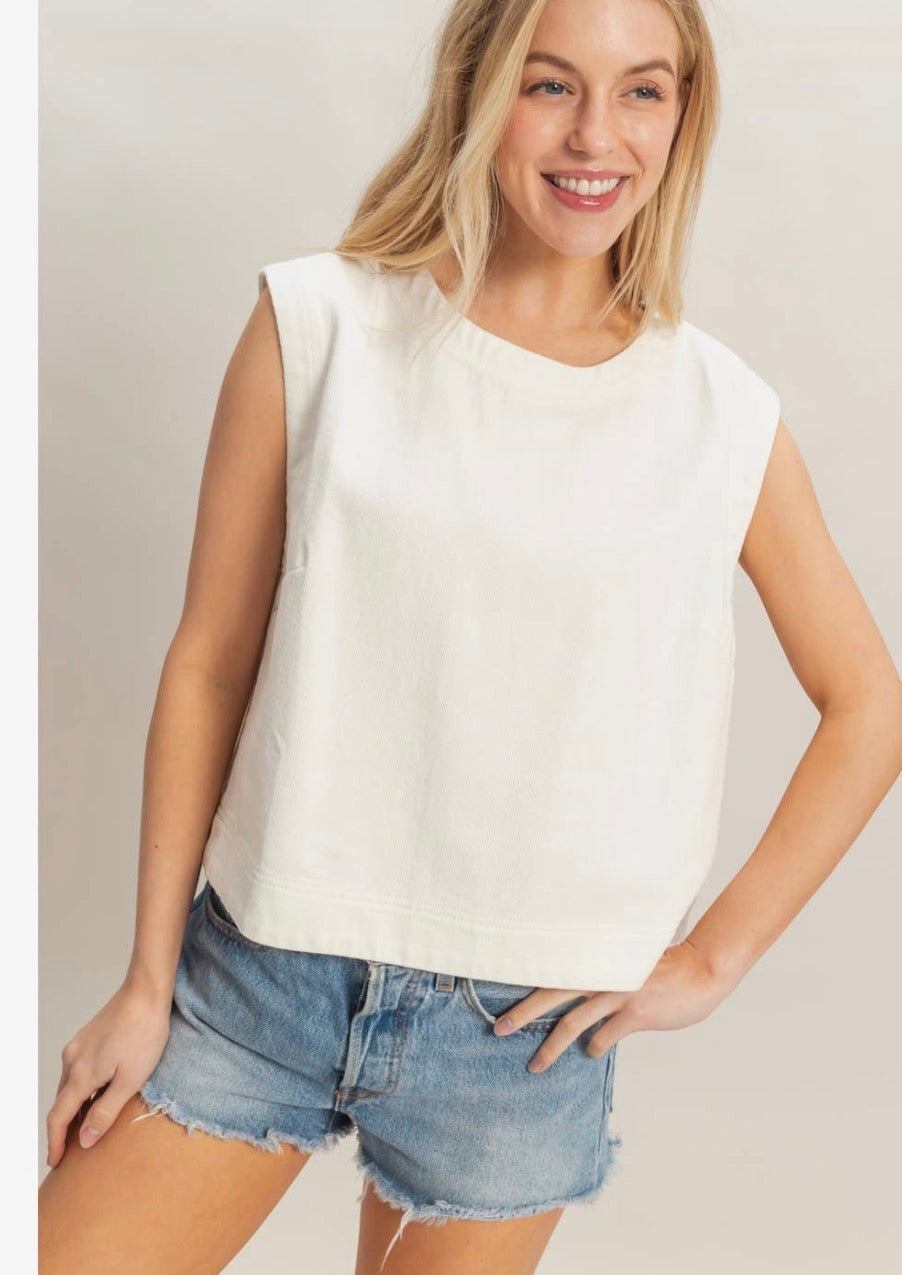 Best Selling White Denim Top