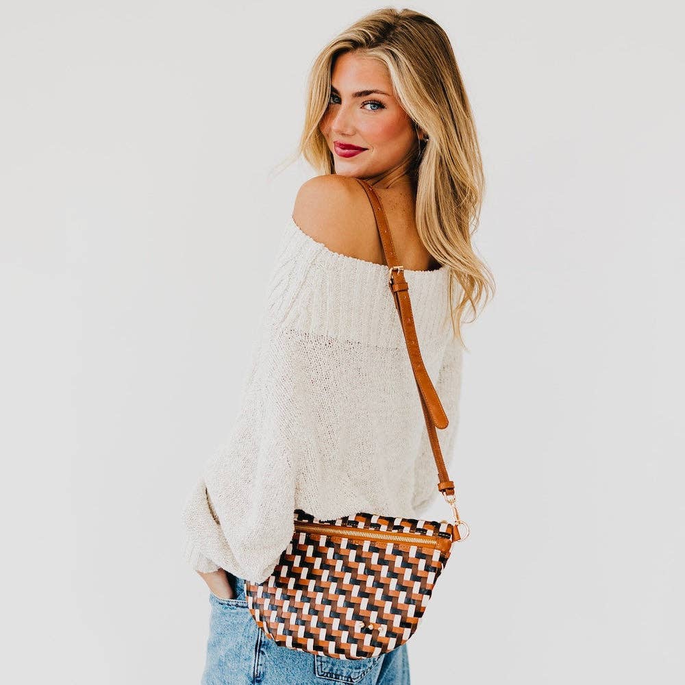 Diagonal Woven Westlyn Bum Bag - NEW!!!: Multi Browns