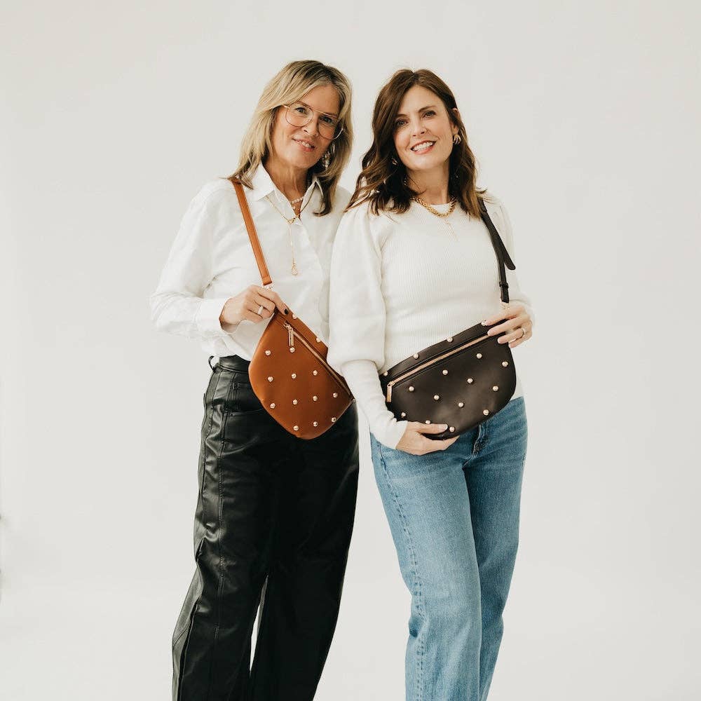 Chic Gold Studded Westlyn Bum Bag: Chocolate