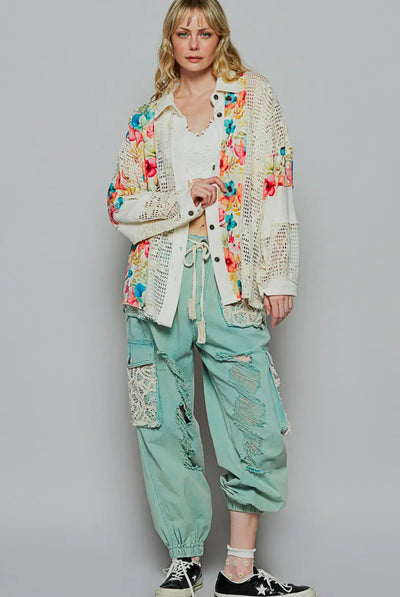 Balloon Sleeve Floral Printed Shirt