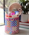 Barrel Toiletry Bag – Multi Checkered
