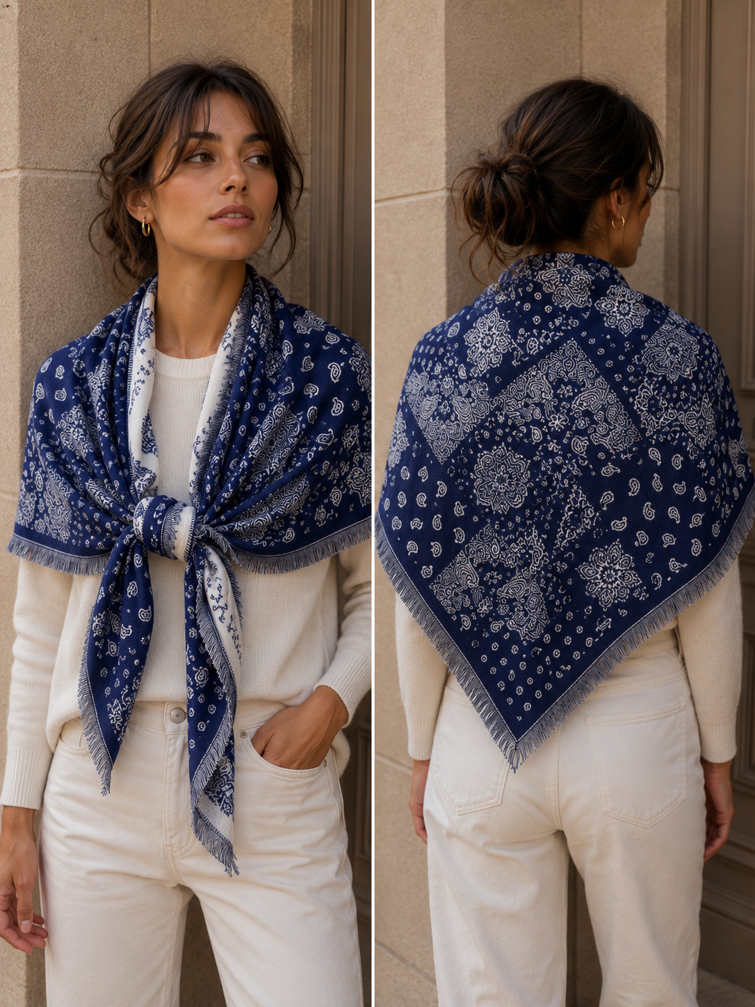 Blue Paisley 2-in-1 Triangle Scarf