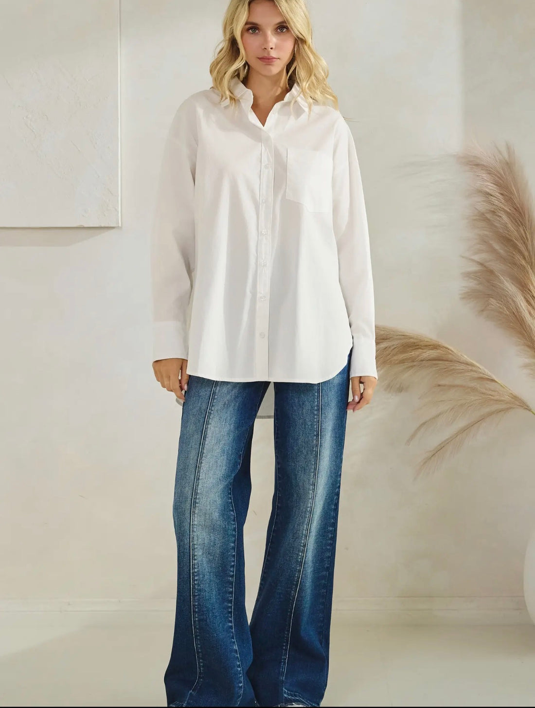 Crisp White Button-down Top