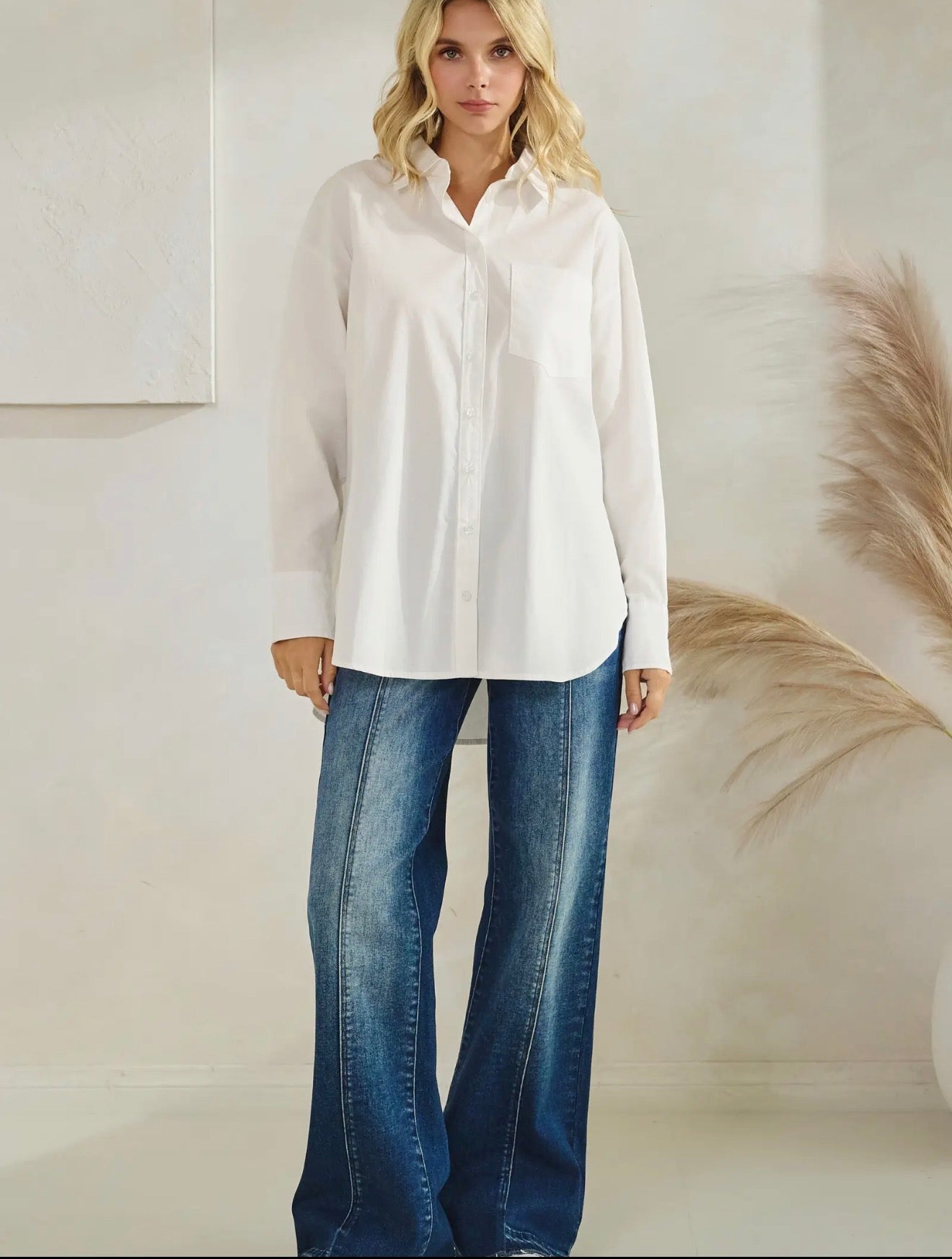 Crisp White Button-down Top