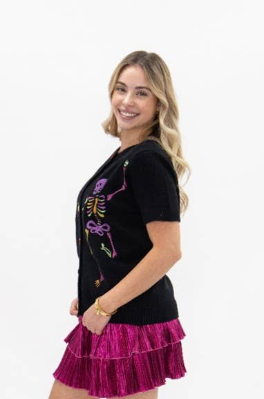 Dancing Skeletons on Cardigan Top