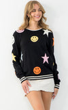 THML: Star And Smiley Face Long Sleeve Sweater