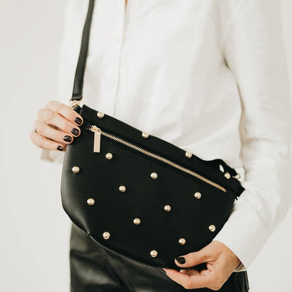 Chic Gold Studded Westlyn Bum Bag: Chocolate