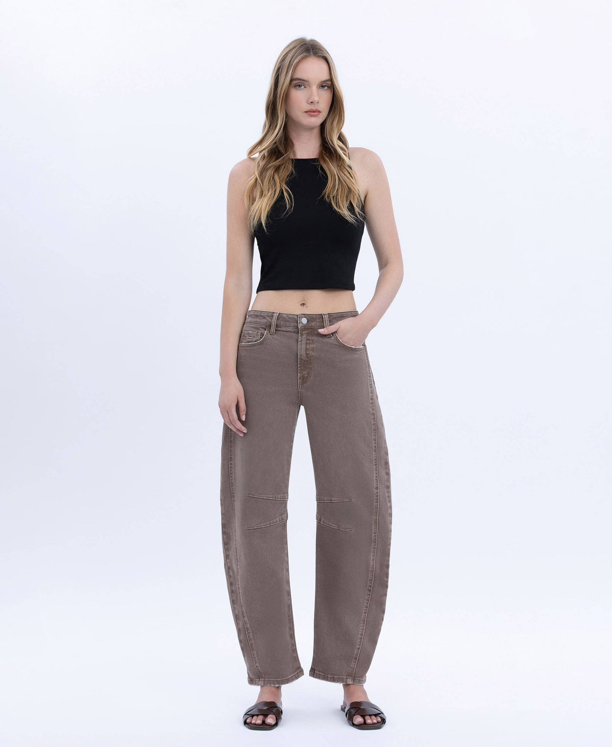 HIGH RISE CROP BARREL JEANS