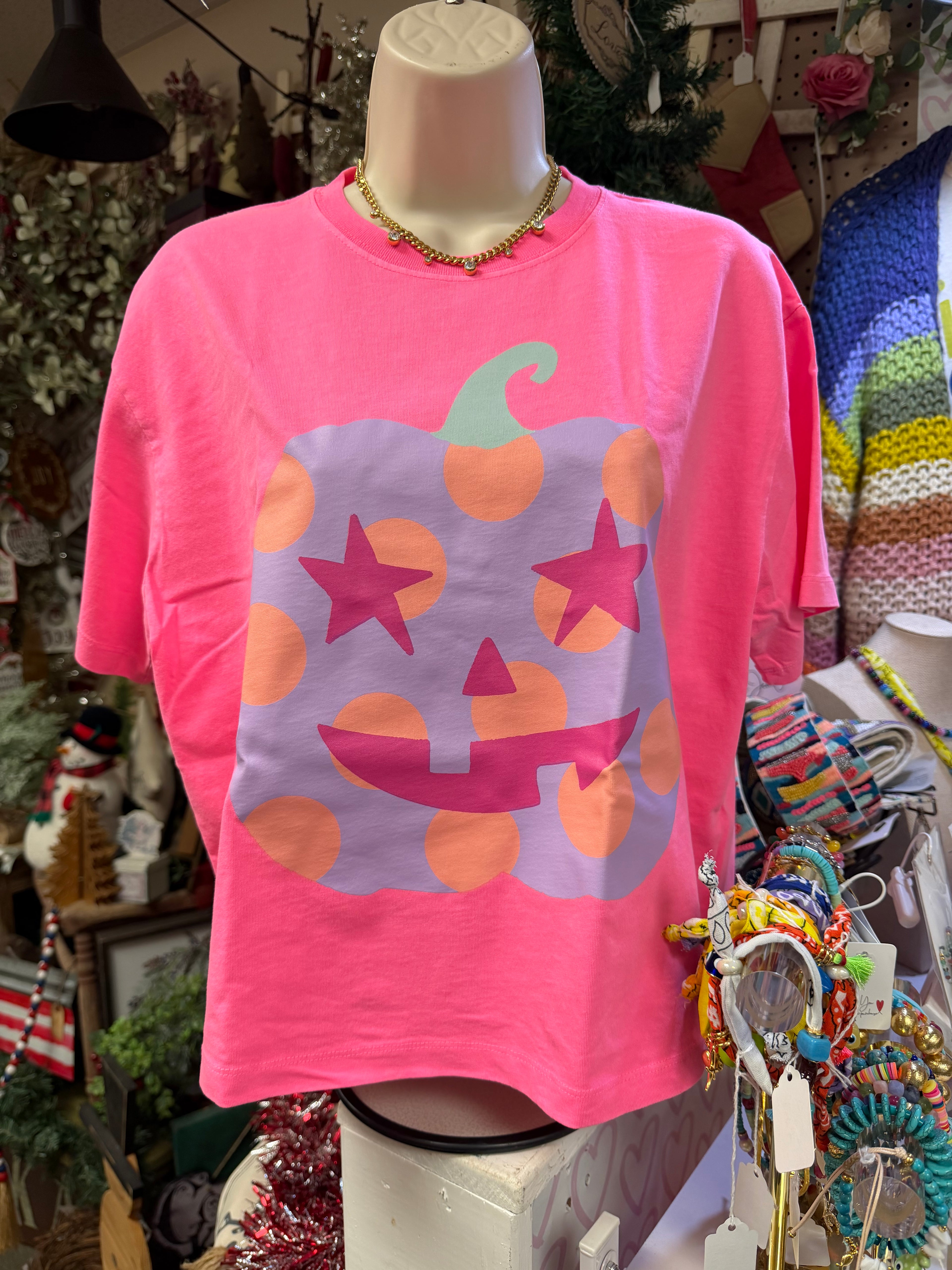 Polka Dot Jack-O-Lantern Crop Tee