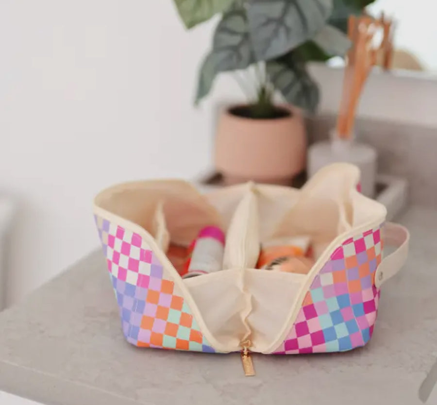 Hold All Cosmetic Bag – Multi Checkered