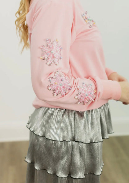 Pearl &quot;Merry&quot; on Pink Sweatshirt Top