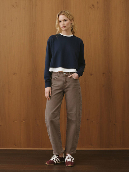 HIGH RISE CROP BARREL JEANS