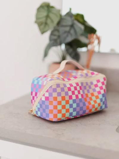 Hold All Cosmetic Bag – Multi Checkered
