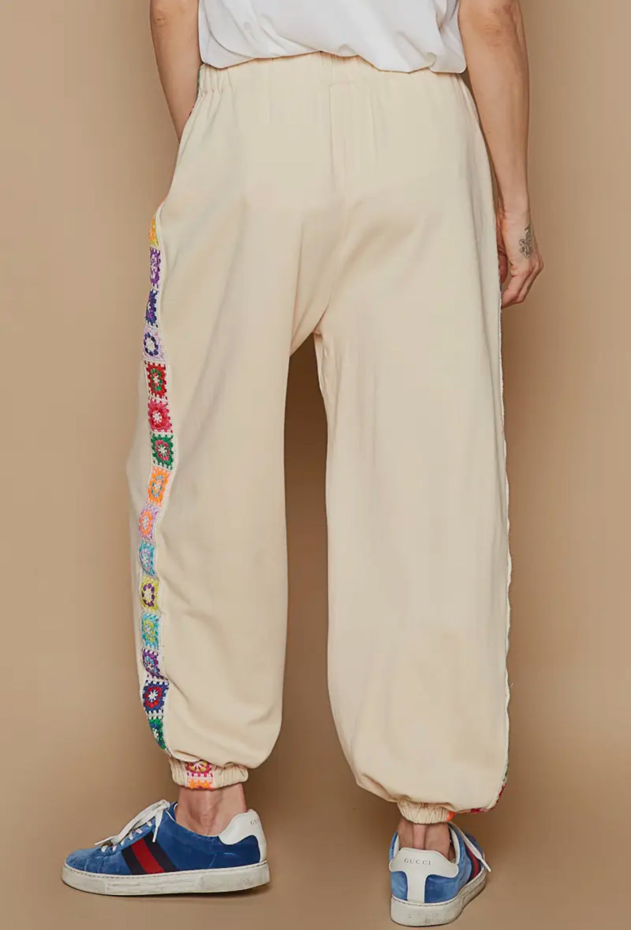 Rainbow Cream Crochet Jogger Pant