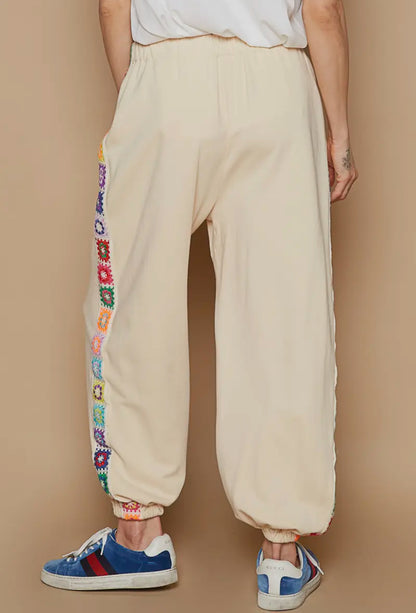 Rainbow Cream Crochet Jogger Pant