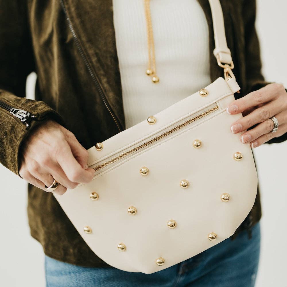 Chic Gold Studded Westlyn Bum Bag: Chocolate