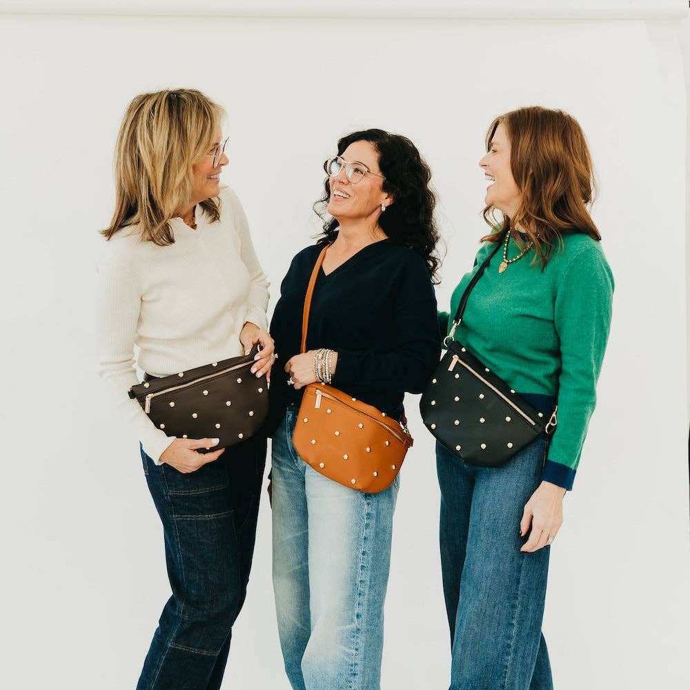 Chic Gold Studded Westlyn Bum Bag: Chocolate