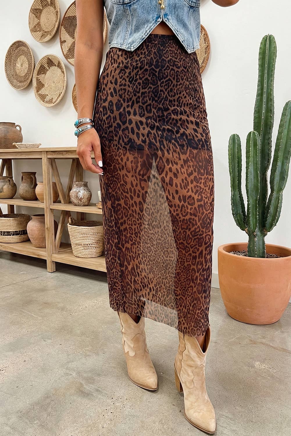 Leopard The Untamed Shift Sheer Maxi Skirt