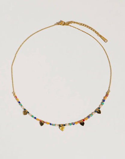 ARCHIE 18K GOLD NON-TARNISH BEADED HEART NECKLACE