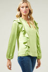 SUGARLIPS: Love Story Ruffle Satin Blouse (Lime and Black)