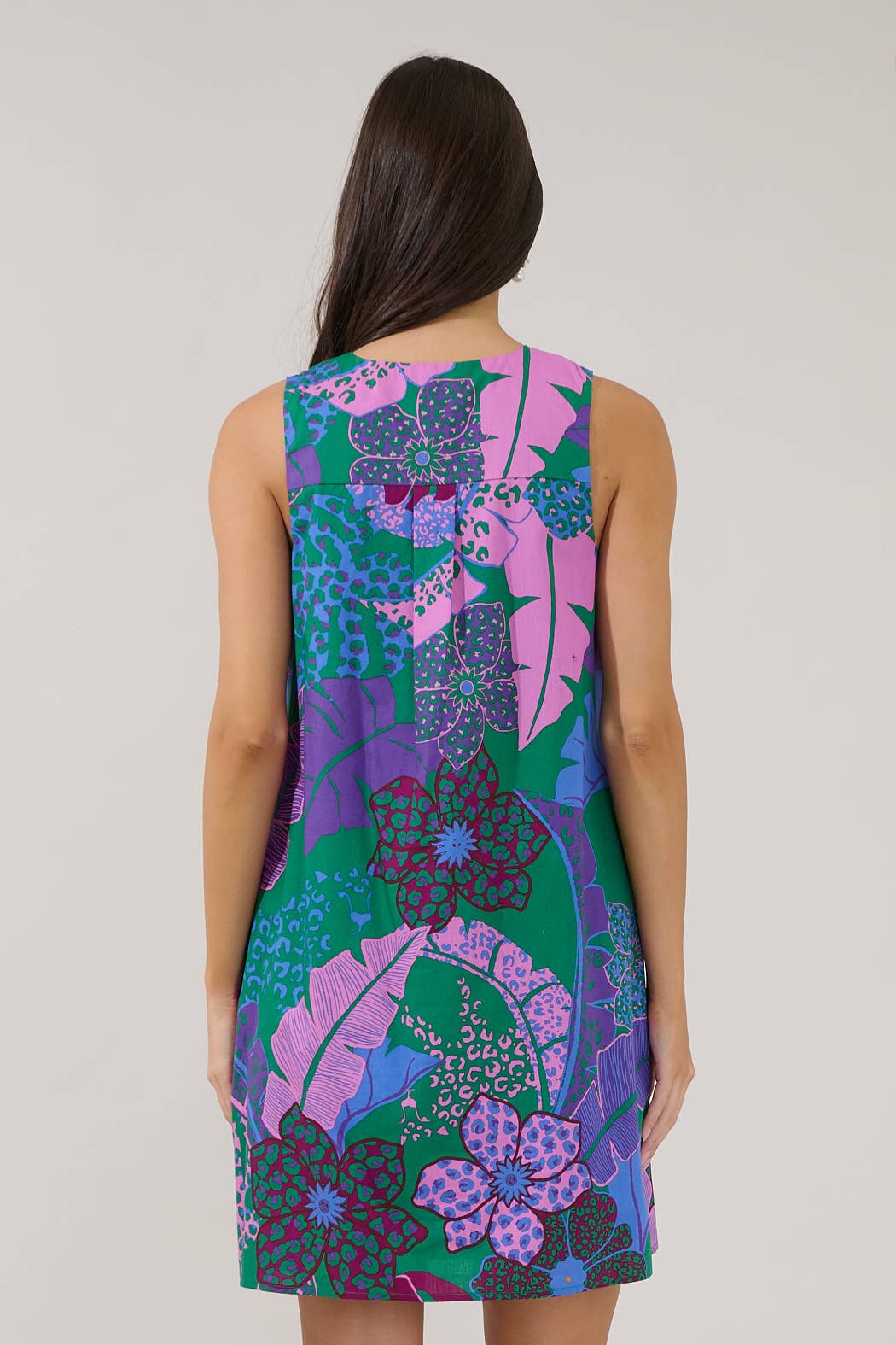 Berry Shift Tropical Mini Dress